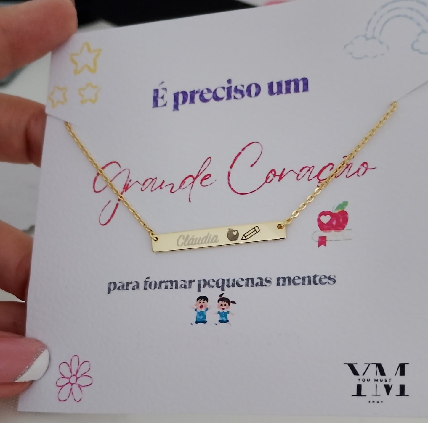 Colar em Prata com Gravação - Professora
