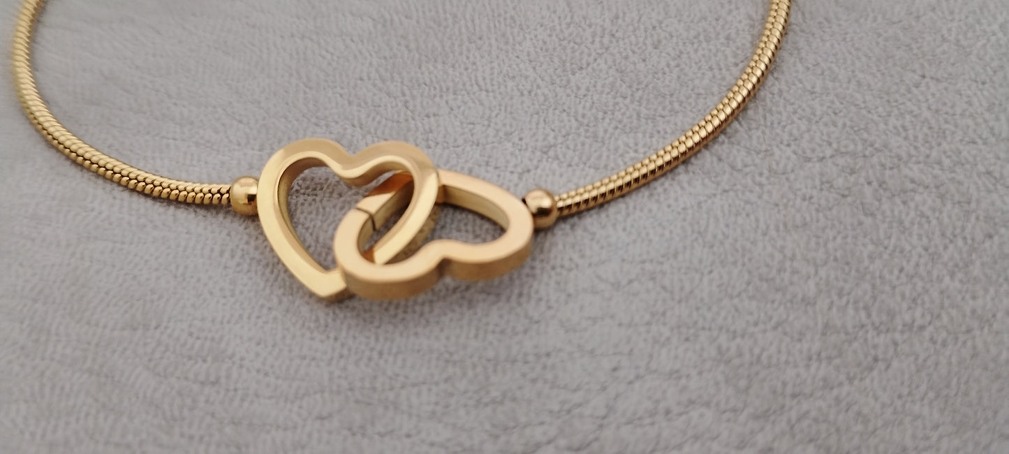 Pulseira Ajustável Corações Entrelaçados