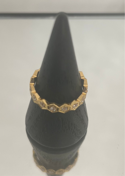 Anel Hexágono com Zircônias