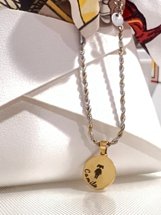 Pulseira personalizada com medalha de menina ou menino