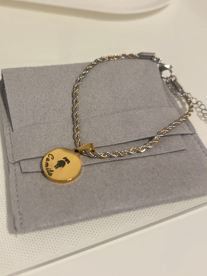 Pulseira personalizada com medalha de menina ou menino