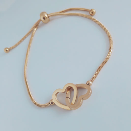 Pulseira Ajustável Corações Entrelaçados